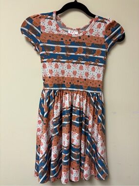 Dot Dot Smile Rust, Blue & White Floral Stripe Twirl Dress